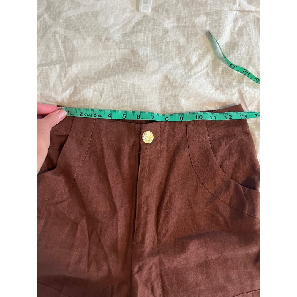 House of Harlow 1960 Brown Linen Blend High Rise Shorts Women's Small - Picture 6 of 9